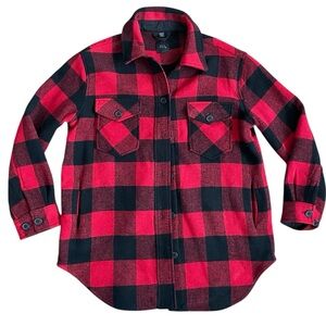 RDI Buffalo Plaid men’s Medium Red Wool Blend Heavy Flannel Shirt Jacket Shacket
